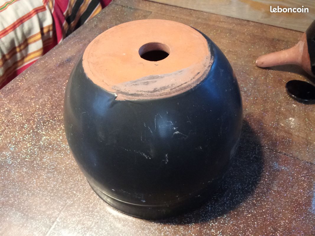 Pot en terre cuite émaillée de l'artisanat des Poteries d'Albi. Ht 13 Diamètre 16 (image 3)