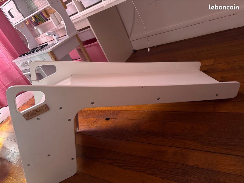 Toboggan 2 En 1 KiddyMoon En Bois – Se Transforme En Chaise Bébé, Naturel, Pour Enfants De 2 à 6 Ans