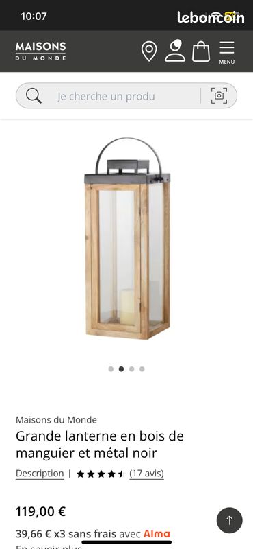 Très grande lanterne à bougie en fer rouillé La Turbie |Lum'art| Luminaires d'exception, pour l'extérieur en laiton et zinc | Lampe Sans Fil - Réf. 24050083 - mobile
