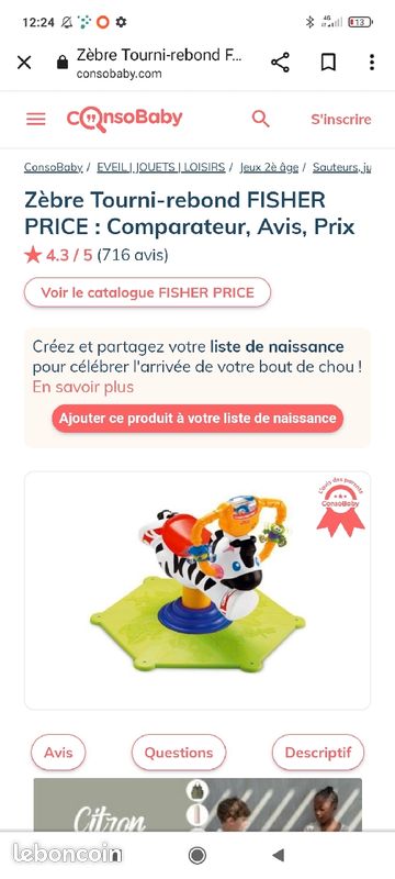 Zèbre tourni rebond (image 1)