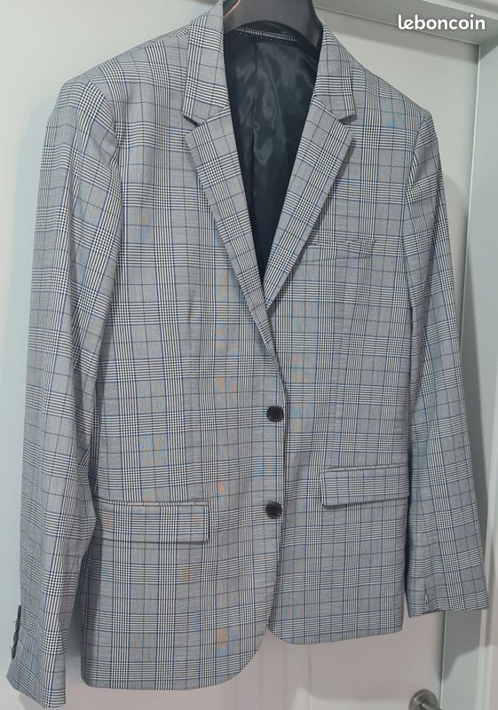 46/M Blazer Gris/Carreaux Vêtements