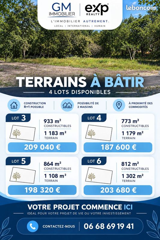 Terrain 1302 m² · à Castets · 1 302 m² · 209 362 €
