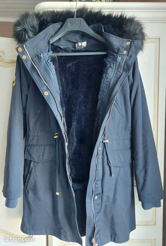 🎁 Parka bleu marine fourrée de Grain de Malice Taille 40 L Pour