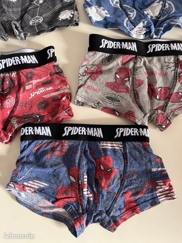Lot De 5 Slips Spiderman Garçons - Sous-Vêtements Super Héros Rouge Bleu - Coton Doux & Confortable