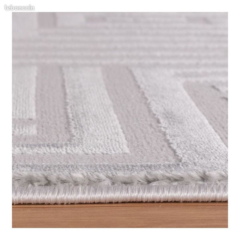 Tapis géométrique design effet 3D Lamego Argenté 200x290 (image 4)