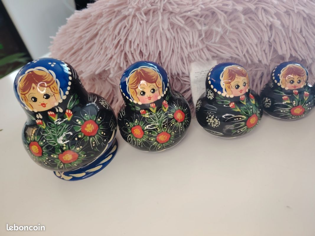 Poupées Russes Bleues - Matriochka Gigognes - Peinte à La Main Par Titova - Russie