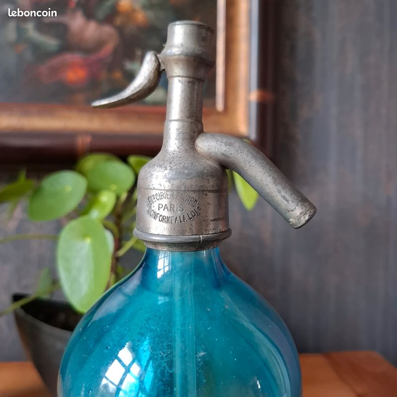 Bouteille Siphon Eau De Seltz Vintage Von Vivis & Cie - Complète, Signée Luzern 28, Verre