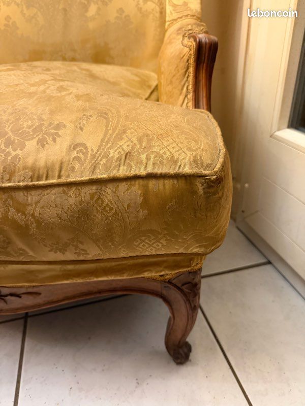 Paire de bergères style Louis XV – bois sculpté – fauteuils anciens (image 4)