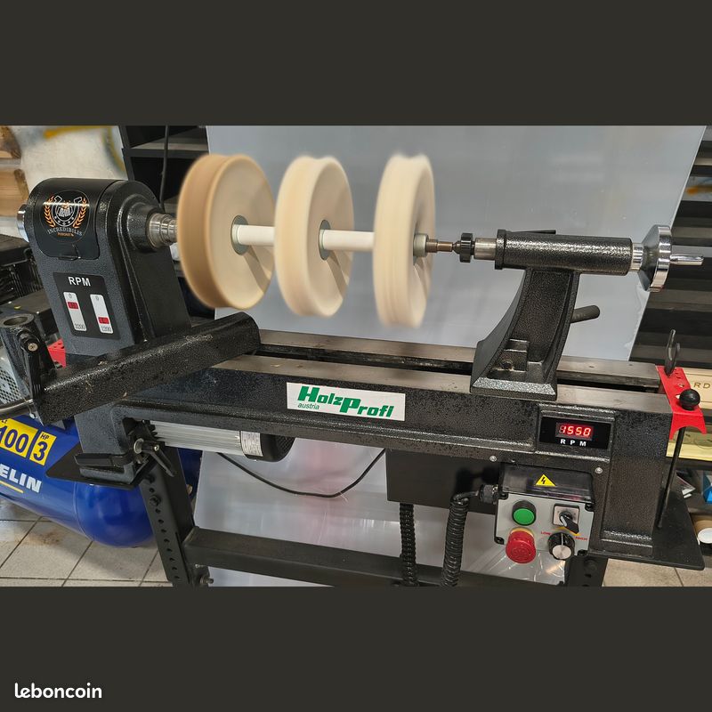 Tour à bois Holzprofi monophasé à variateur de fréquence MC1420VF + piètement (image 1)