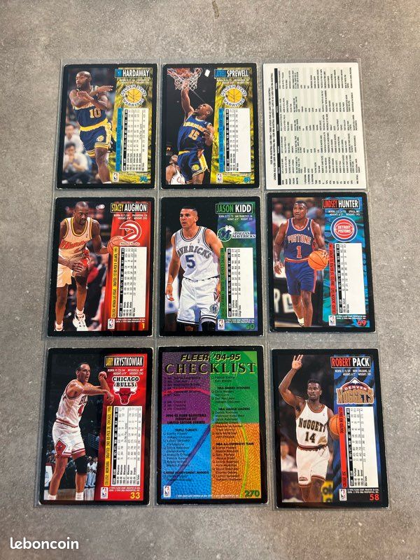 Lot 9 cartes Panini FLEER 94-95 Basketball NBA - Rare ++ - Collection Lot 9 cartes Panini FLEER 94-95 Basketball NBA - Rare ++ - Collection