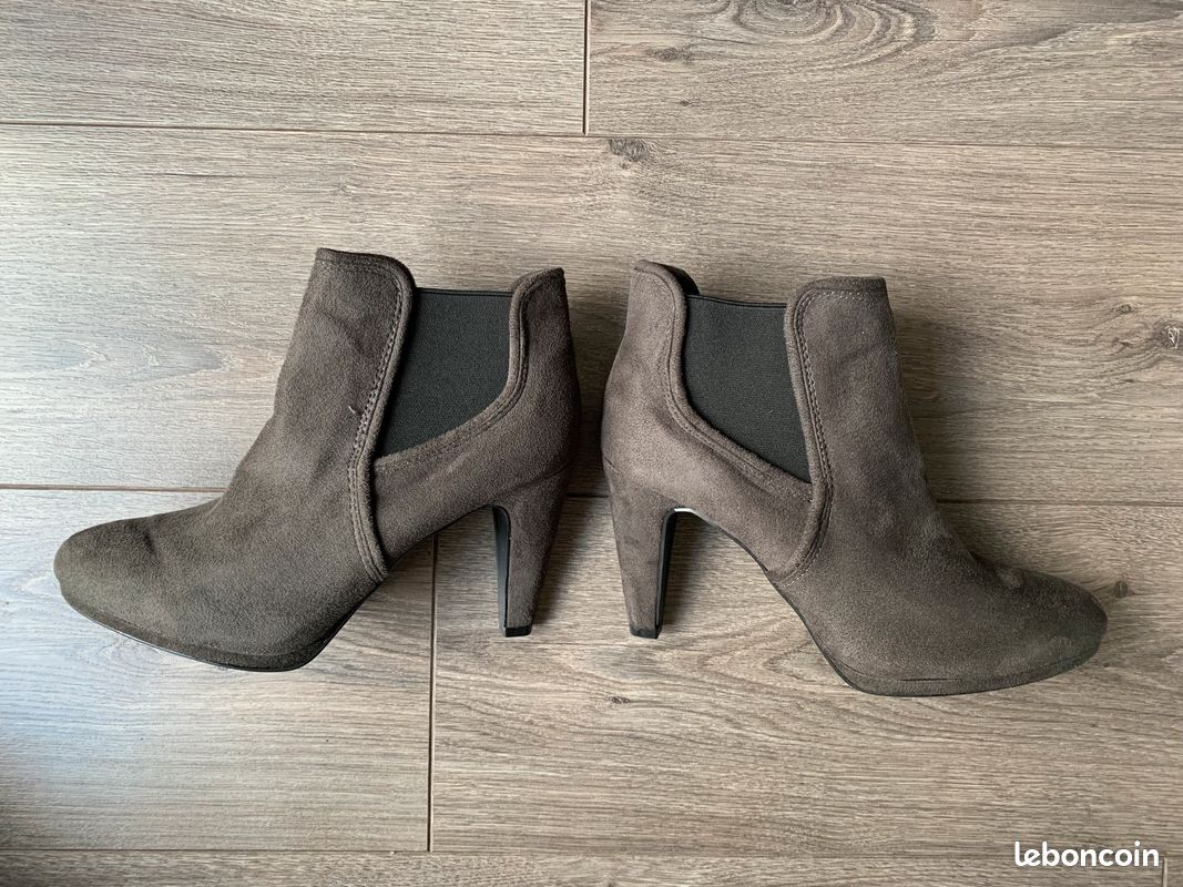 Bottines à Talons en Daim Marron Taille 39 Neuves (image 4)