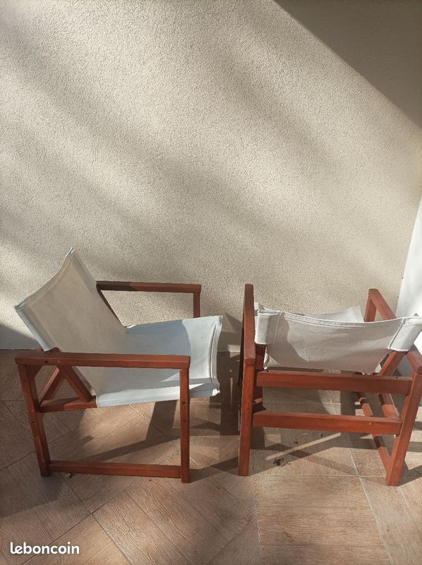 2 fauteuils bois et toile (image 2)