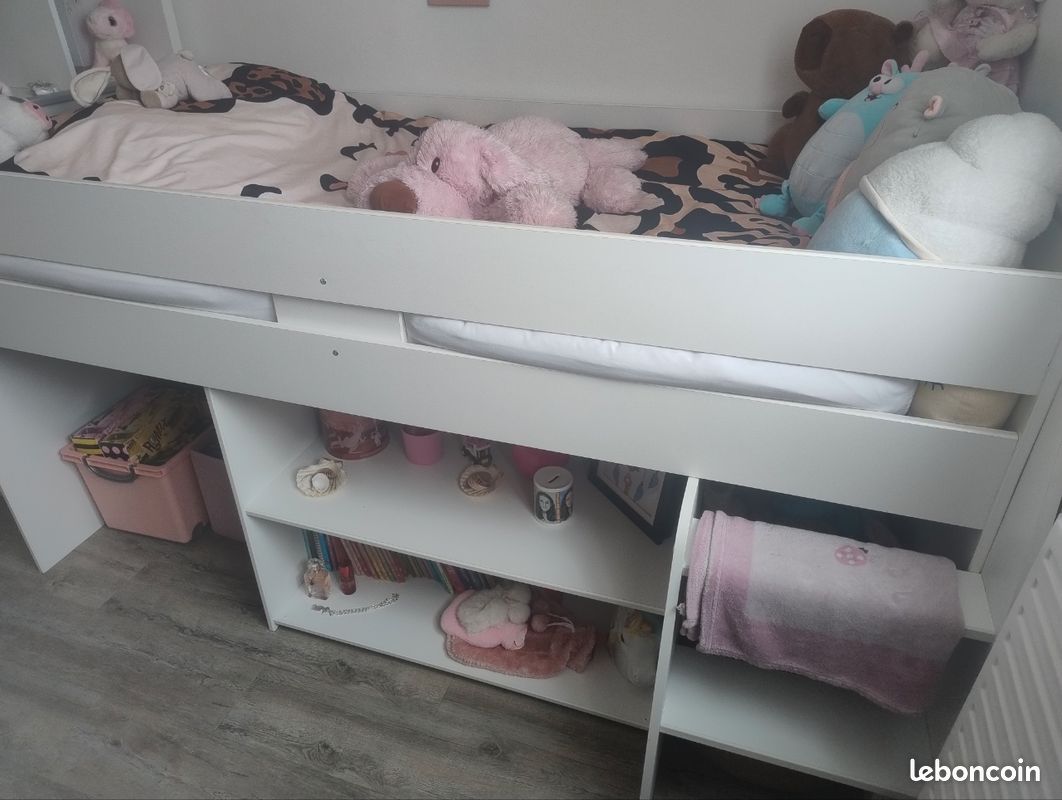 Lit combiné enfant 90x200 blanc / Matelas Offert (image 2)