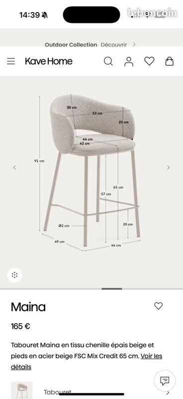2 Tabourets Maina Kave Home (image 4)