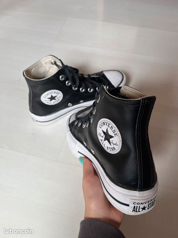 Baskets Converse Converse Noir Haute Femme Amazon Leather