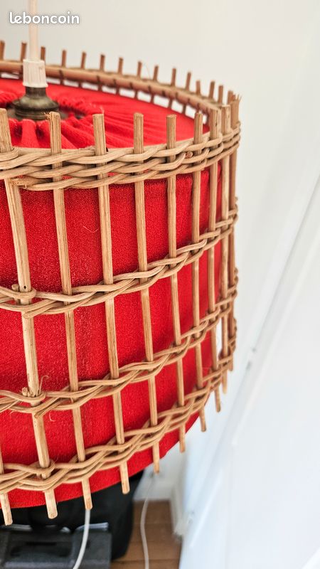 Abat jour moderne et unique en tissu coton rouge à motifs qui pourra