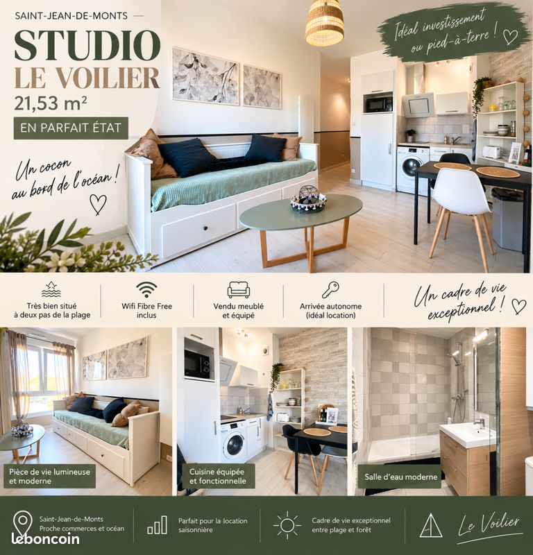 Appartement 1 pièce 23 m² · à Saint-Jean-de-Monts · 23 m² · 65 000 €