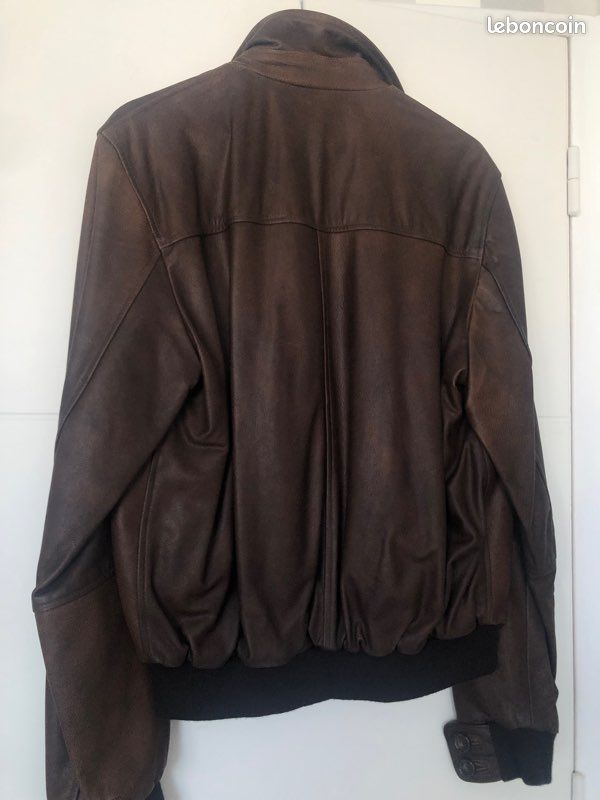 Blouson aviateur cuir marron homme Vêtements