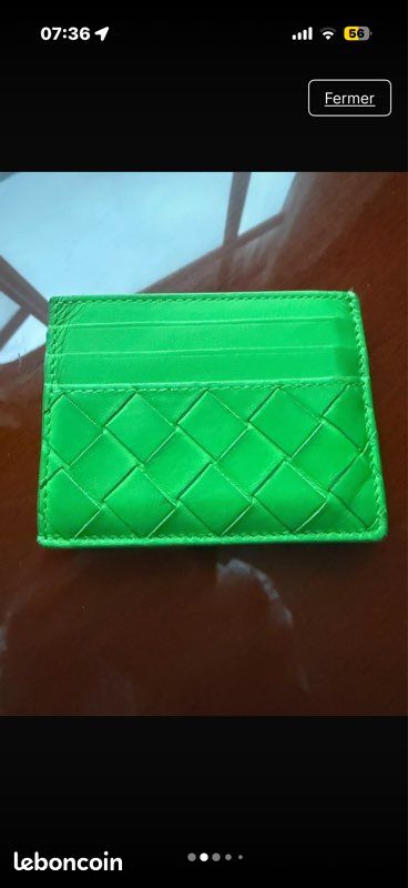 Porte-cartes Bottega Veneta vert très bon état avec étui et boîte (image 3)