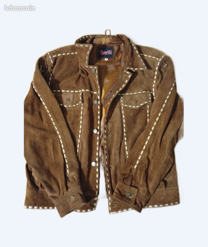 Manteau veste en cuir daim marron Boston Harbour XL vêtements