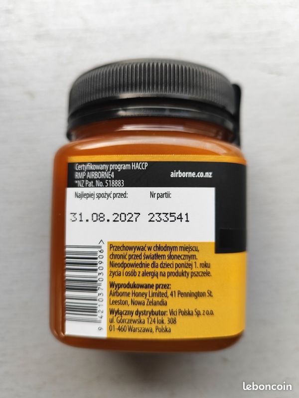 Miel de Manuka de Nouvelle-Zlande Airborne 250g - Vins & Gastronomie