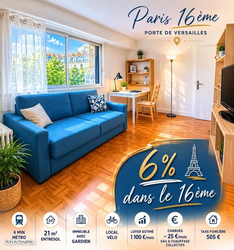Appartement 1 pièce 21 m² · à Paris · 21 m² · 215 000 €