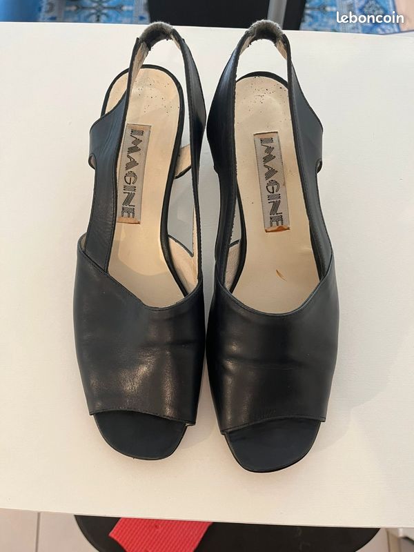 Cuir Chaussure Ã Talon Bleu Marine Chaussures Sandales Talon Bleu