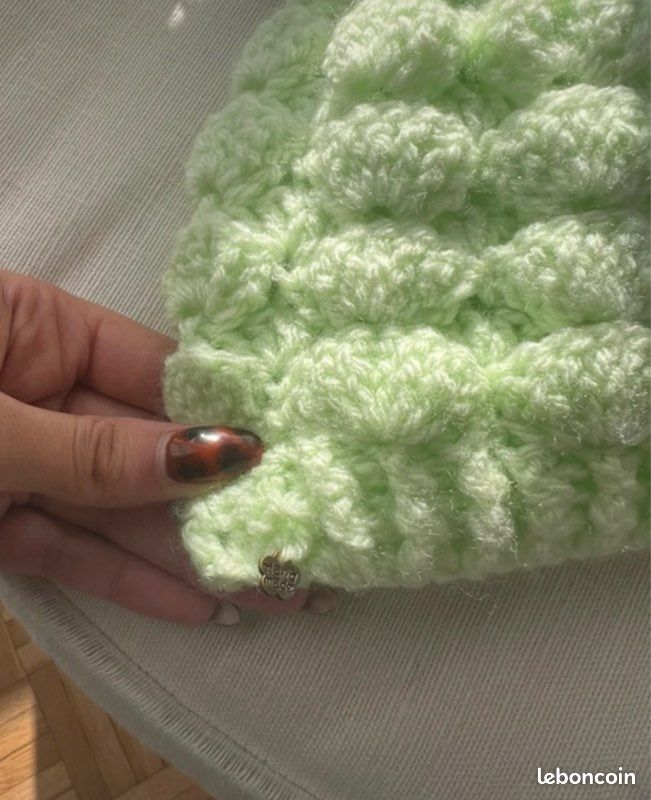 Chapeau Pour Bébé Tricoté Main - Taille 0-3 Mois, 100% Laine, Fait Au Royaume-Uni, Neuf