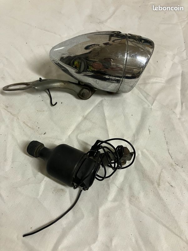 Phare Ovale + Feu Arrière Métal à Dynamo – Style Vintage Pour Vélo De Ville / Hollandais – Fil Inclus