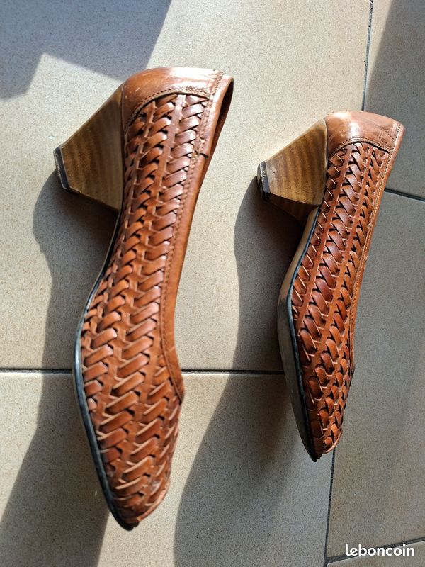 Escarpins en cuir tressé vintage 36 - Chaussures