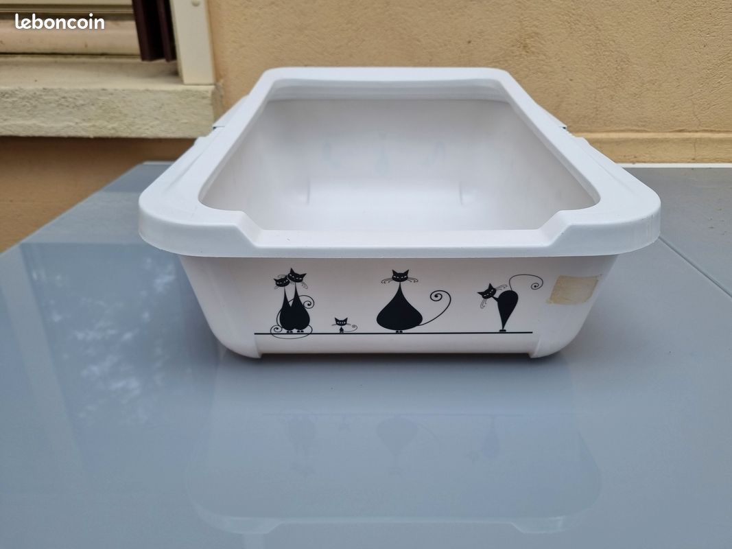 Bac à litière avec rebords pour chat (image 2)