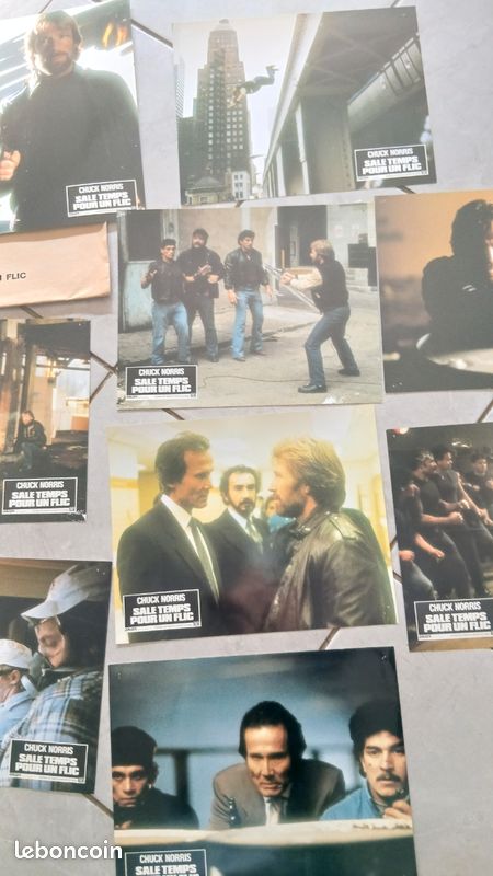 Lot 9 photos exploitation cinéma d'origine - Sale temps pour un flic (1985) Chuck Norris + pochette (image 3)