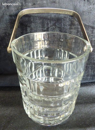 Seau à glace chic en verre avec sa hanse métal - Excellent état (image 2)