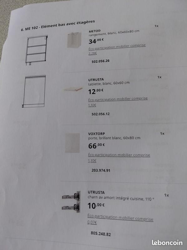 Meuble bat de cuisine ikea neuf (image 1)