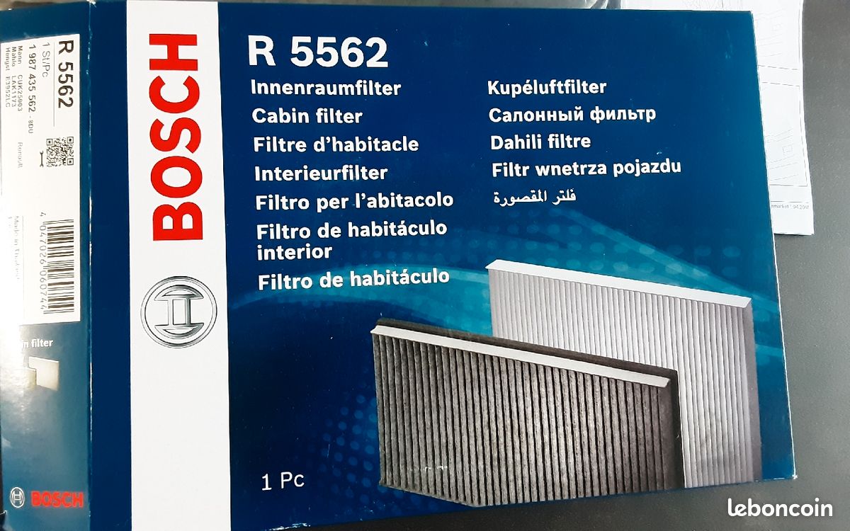 Bosch R5562 - Filtre d'habitacle anti-odeurs au charbon actif