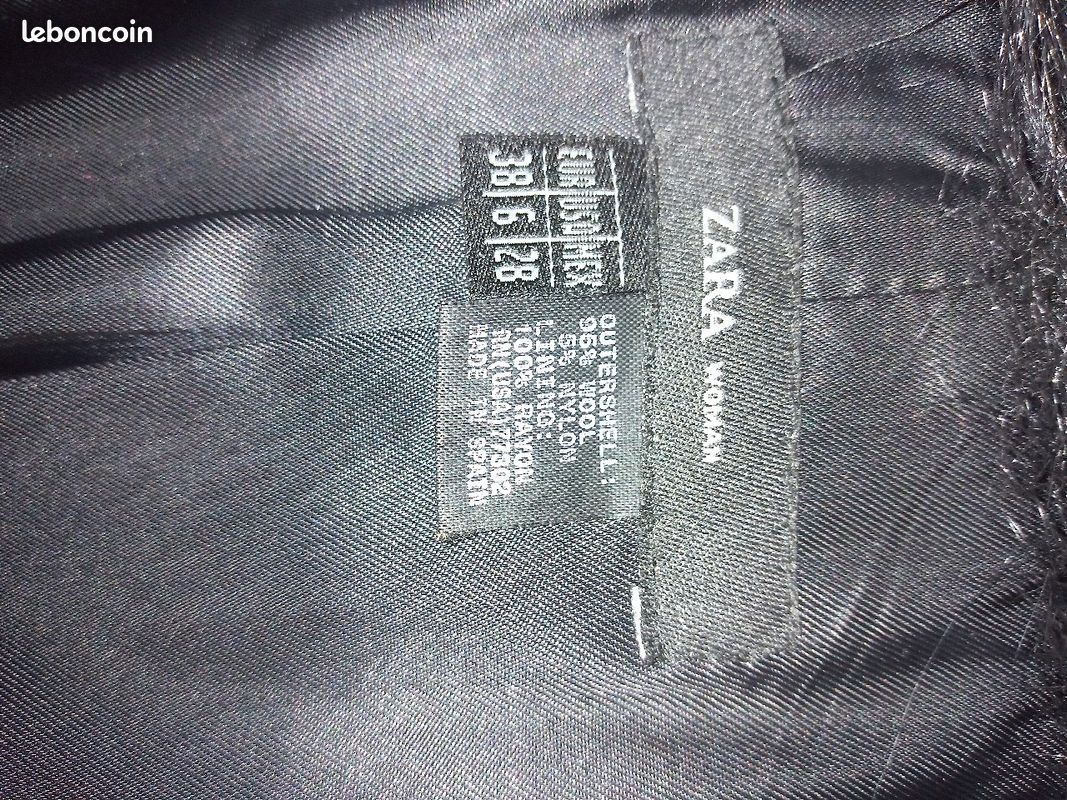 Manteau 95% laine col fausse fourrure T.38 (image 6)