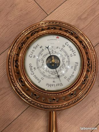 BEAU BAROMÈTRE EN BOIS mural ancien/vintage instrument météo. EUR 15,00 - FR