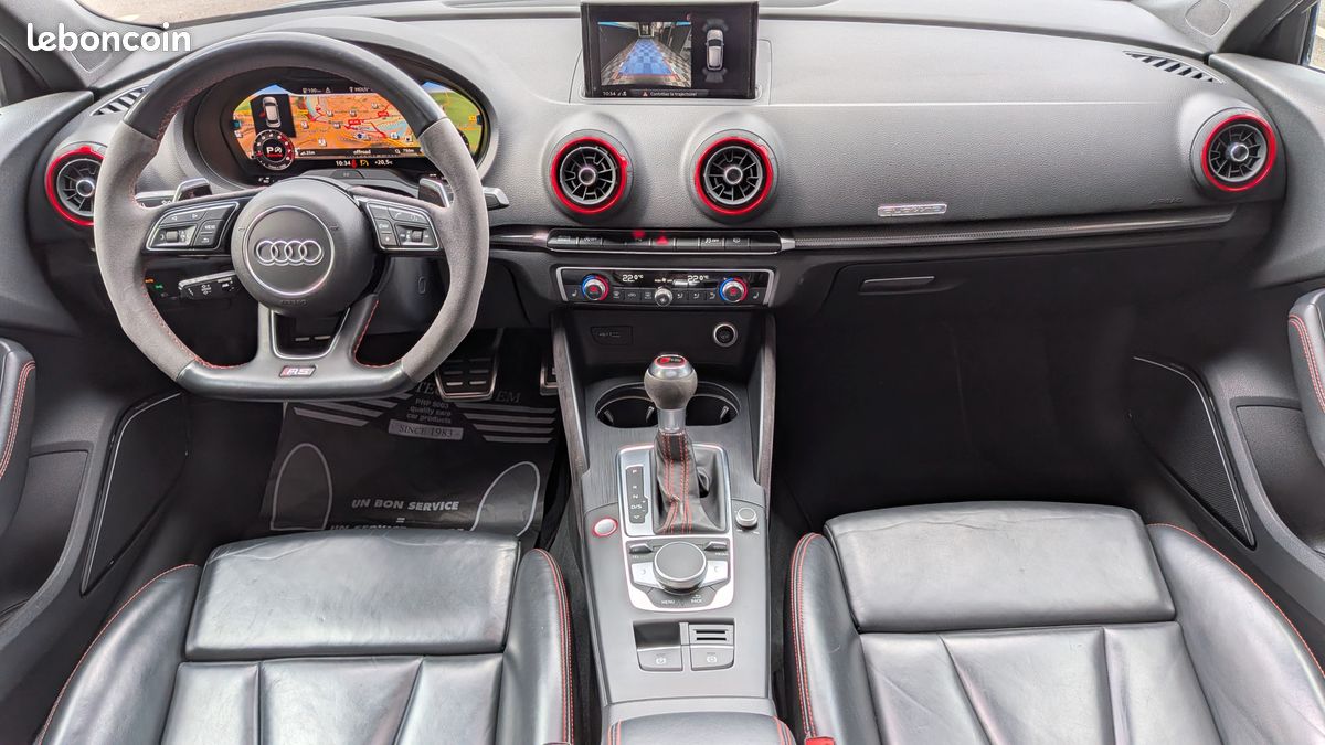 Rs3 sportback 2.5 tfsi 400*toe*full black*b&o*[URL masquée pour votre sécurité]*cuir diamant*camera*keyless*car play*acc*induction*garantie (image 3)