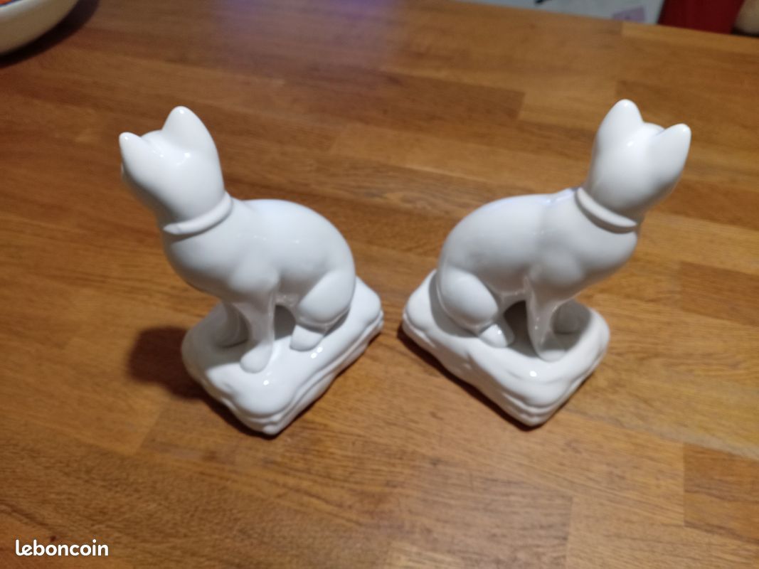 Paire de serres livres chats 20cms de hauteur en faïence (image 4)