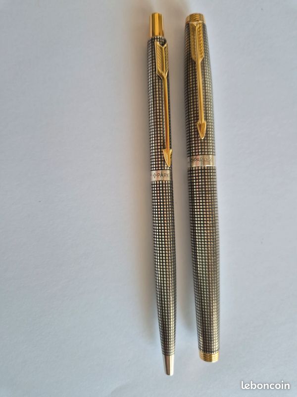 Parure De 3 Stylos Parker (plume + 2 Bille) Noir Avec écrin - Occasion Très Bon état