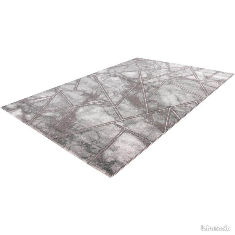 Tapis graphique marbré scandinave pour salon Solna Argenté 80x300 (image 3)