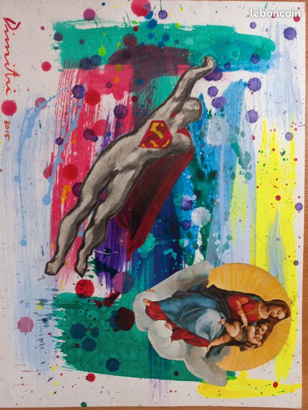 Peinture signée - Superman and Madonna - 2015 (image 1)