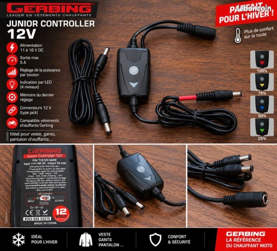 Moto Compact Contrôleur Gerbing Junior Controller 12V vêtements chauffant moto ...