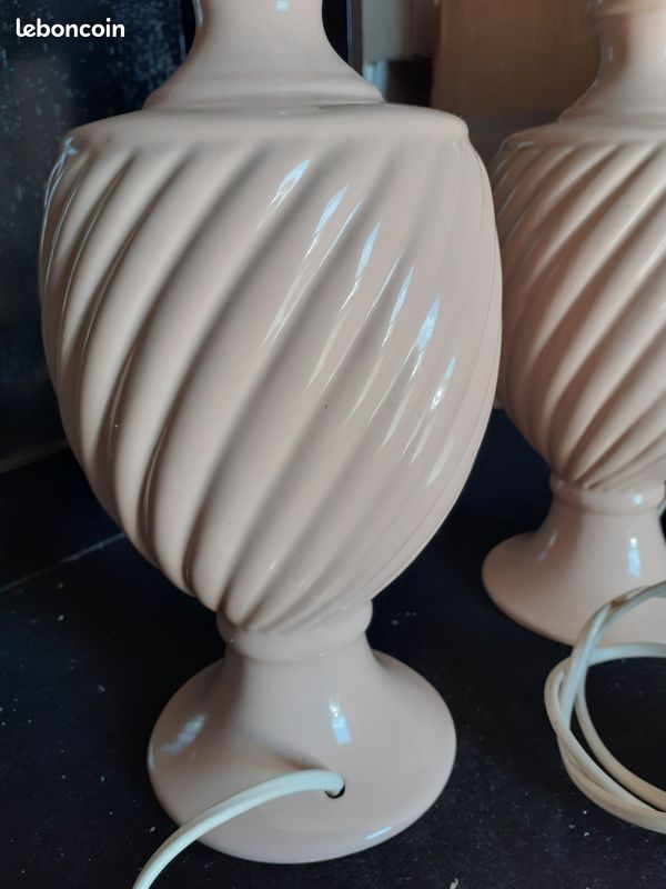 Lot de deux pieds de lampe vintage en céramique (image 3)
