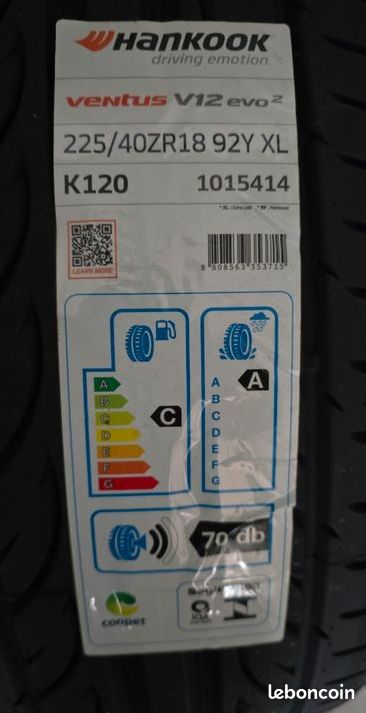 HANKOOK K120 VENTUS V12 EVO2 225/50ZR17 98 Y XL - C, B, 2, 70dB