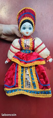 Poupée russe traditionnelle vintage, tête en porcelaine, 23 cm de haut, fabriquée en Russie - France