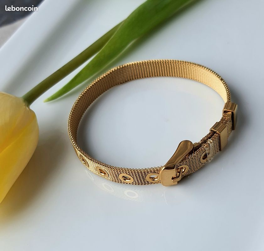 Bracelet Ceinture Doré En Acier Inoxydable - Longueur 21-22 Cm - Neuf Sans étiquette