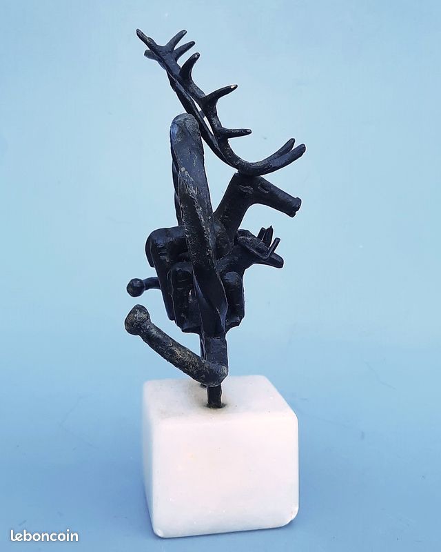 Figurine Cerf ALUDO Aluminium 1/32 – Jouet Miniature Français Vintage Rare