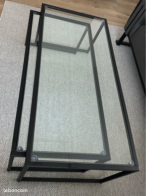 Table basse noir en verre duo (image 6)
