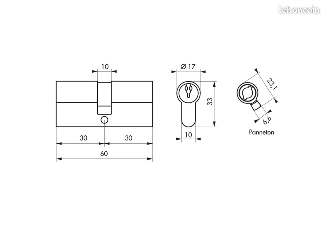 Cylindre de porte 30x30 Vachette ASSA ABLOY (image 2)